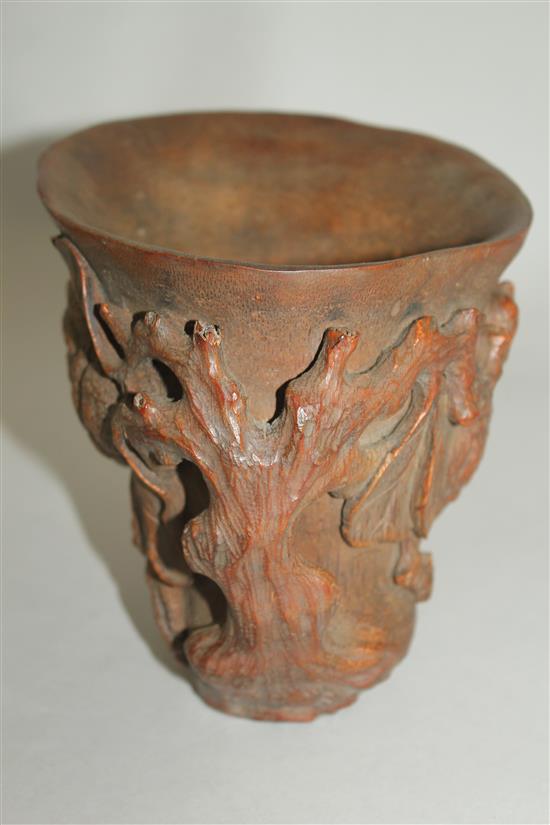 A Chinese bamboo libation cup, 12.5cm